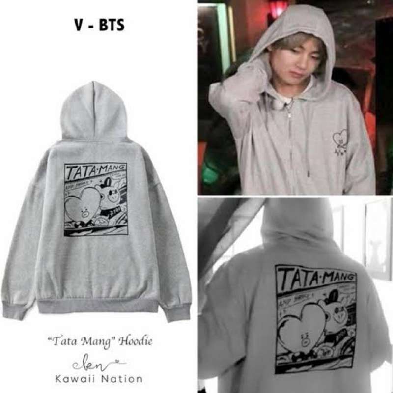 taehyung in grey hoodie