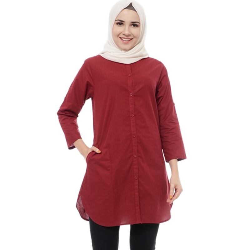 Jual Wfn Store Lucrecia Shirt Tunik Wanita Maroon Murah Maret 2020 Blibli Com
