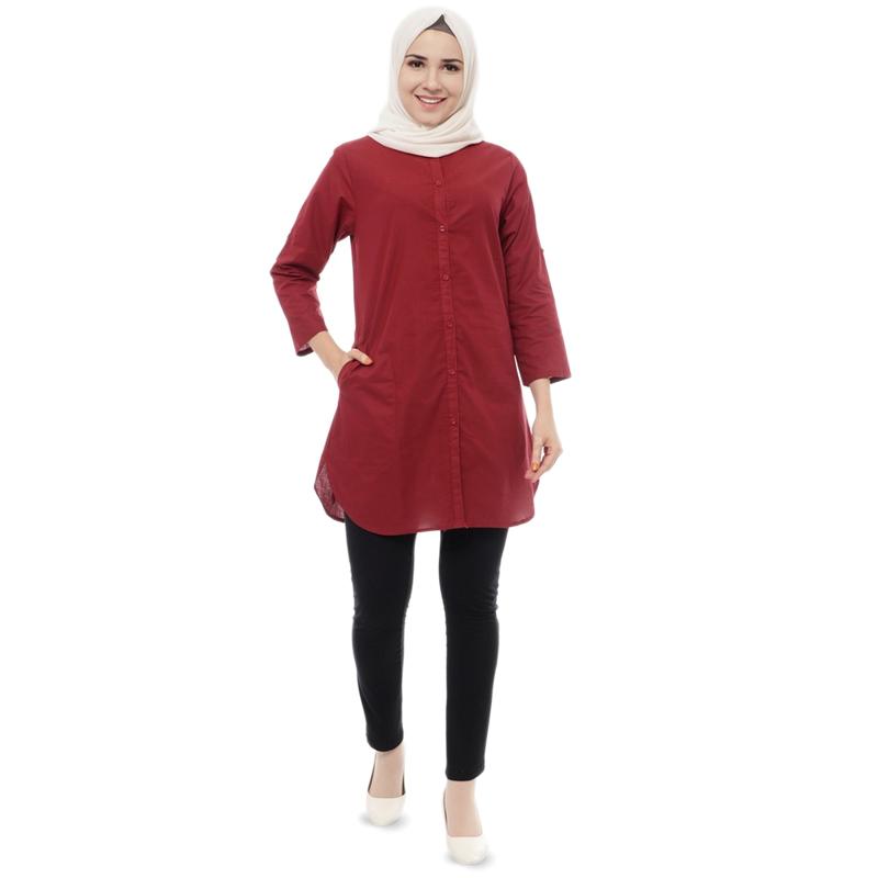Jual Wfn Store Lucrecia Shirt Tunik Wanita Maroon Murah Maret 2020 Blibli Com