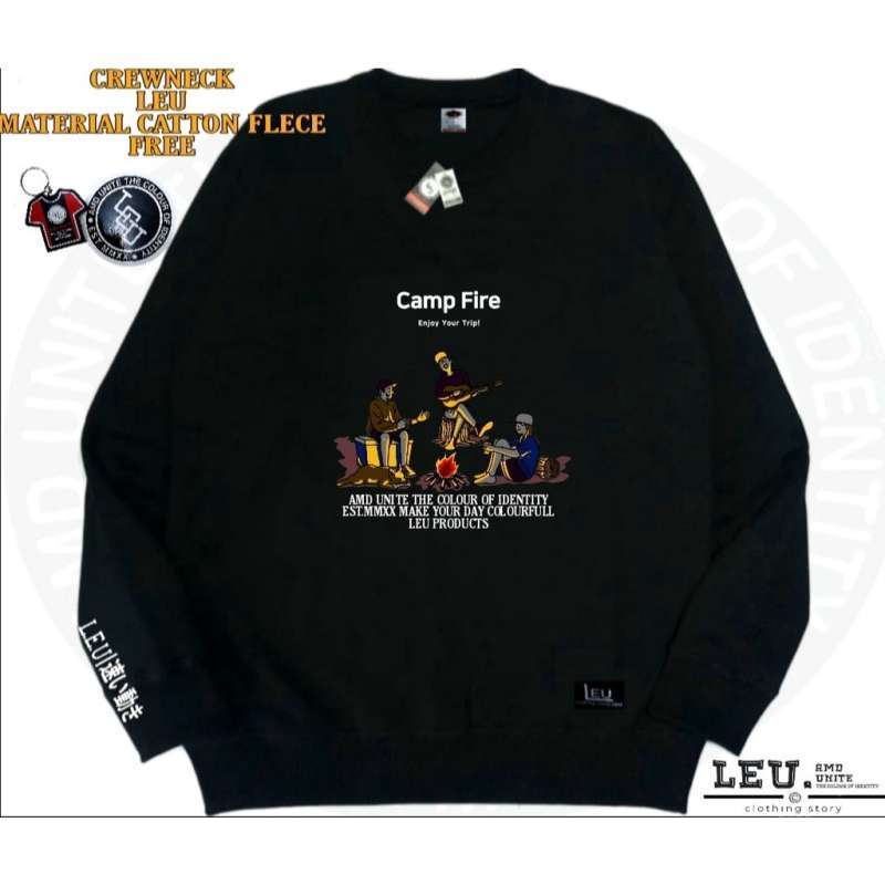 Sweater Original Premium Distro Leu Camp Fire/Sweter Hoodie Pria  Wanita/free stiker
