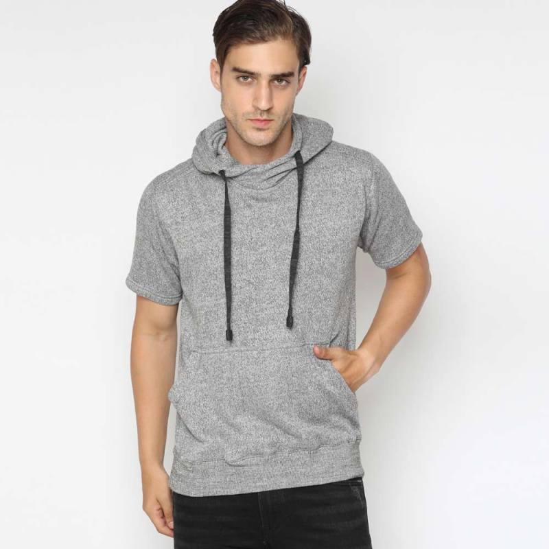 Arcilo Costura Short Sleeve Men's Hoodie Jacket Misty Grey