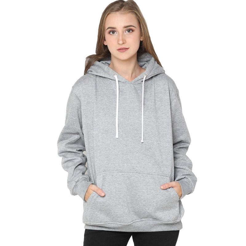 Jual Hoodieku Hoodie Jumper Basic Sweater Wanita Abu Misty di