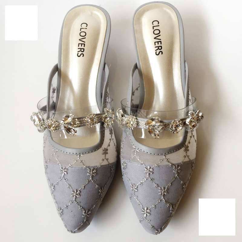 Promo Sandal High Heels Wanita Sandal Hak Kaca Brukat Wanita