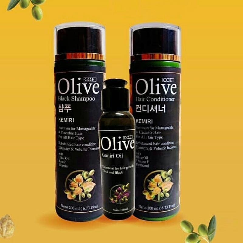 paket olive black kemiri 3 in 1 hair care treatment shampoo conditioner kemiri oil