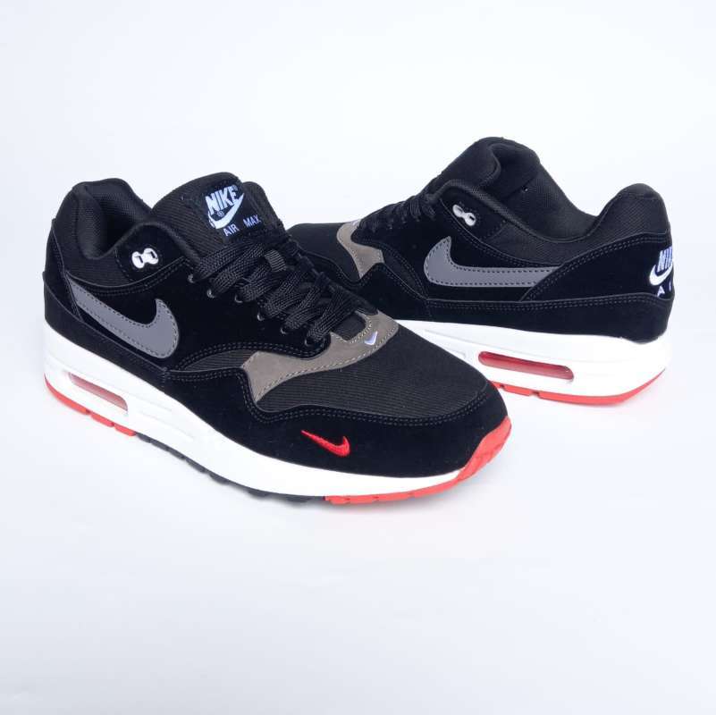 Nike air max 1 black oil grey red on sale