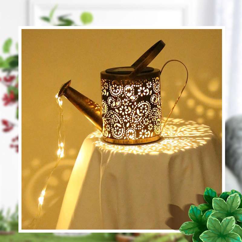 Creative LED Watering Can String Light Solar Powered Outdoor Garden Art Lamp 
