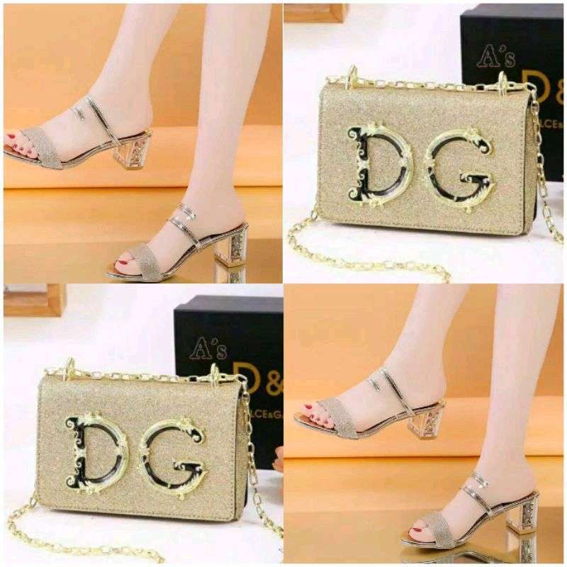 Jual Paket Heels Wedges Dan Tas Glitter 40 Heels Hitam di