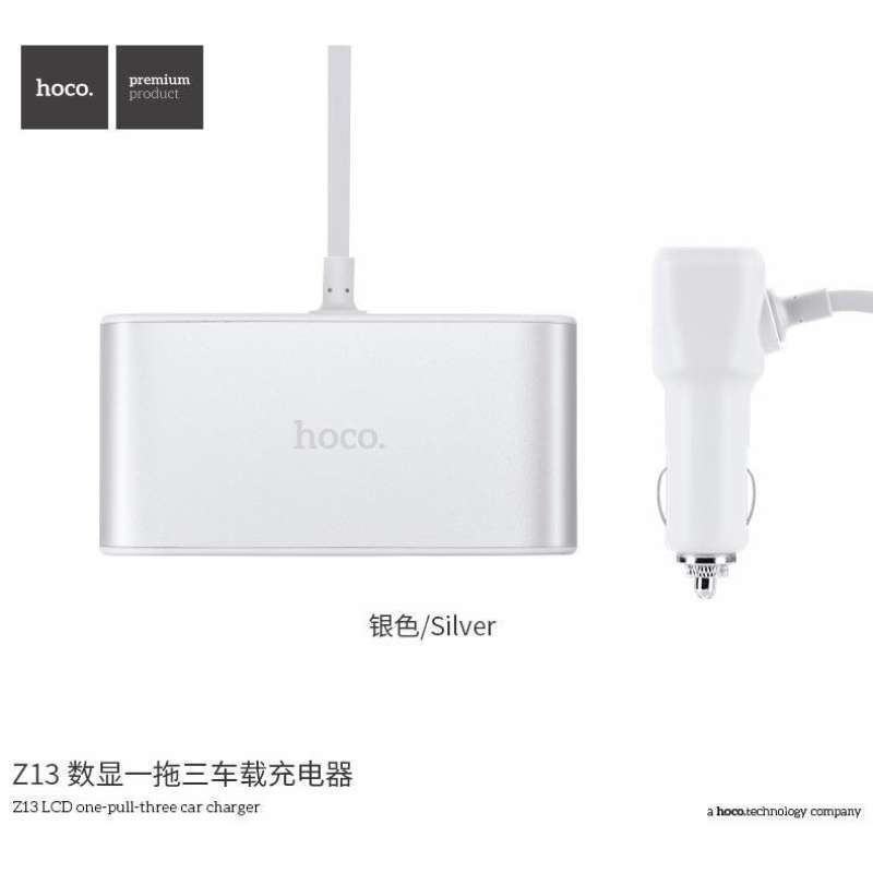 Jual Hoco USB Charger Mobil 2 Port dan 3 Lighter Slot 2.1A - Z13