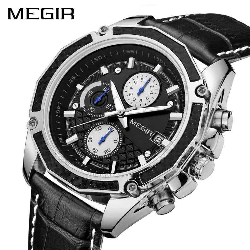Promo MEGIR 2015 Jam Tangan Pria Analog Chronograph Tanggal Aktif