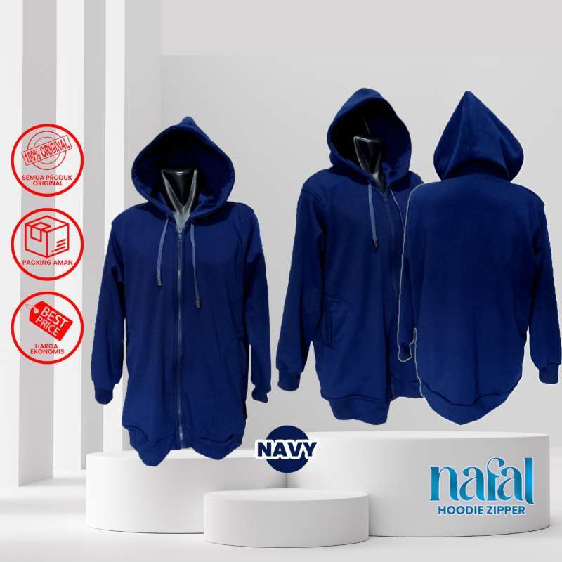 Jual 001 Jaket Nafal Pria Hoodie Polos Zipper Sweater Polos