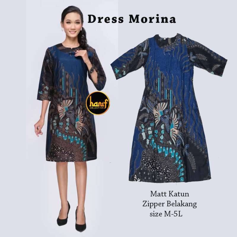 Jual Baju Dress Wanita Batik Kerja Morina Biru Di Seller Hanifcollection Wonorejo Kab. Karanganyar Blibli