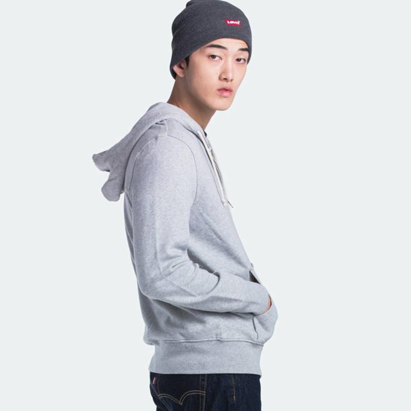 Grey Heather Jaket Hoodie Pria 