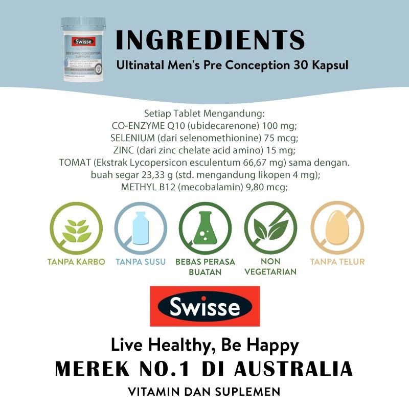 Jual Swisse Ultinatal Men S Pre Conception Multivitamin 30 Kapsul Online November 2020 Blibli Com