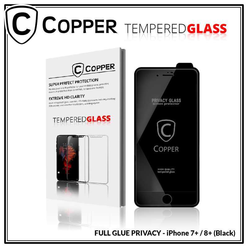 Copper Indonesia Privacy Anti Spy Premium Tempered Glass Screen Protector  for iPhone Plus [Full Glue]