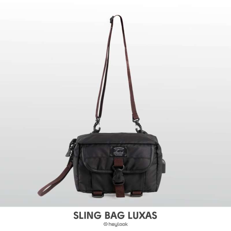 TAS SELEMPANG PRIA SLING BAG LUXAS POUCH BAG PRIA ANTI AIR WAIST BAG BLACK TERBAIK