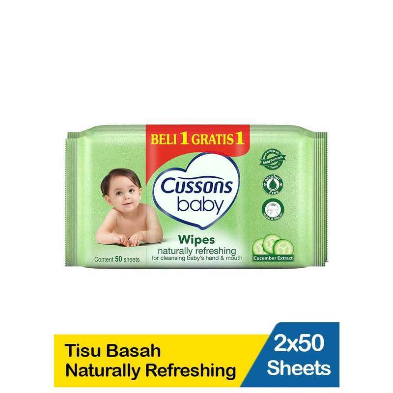 Jual Cussons Tisu Basah Baby Wipes Naturally Refreshing2X50 s di