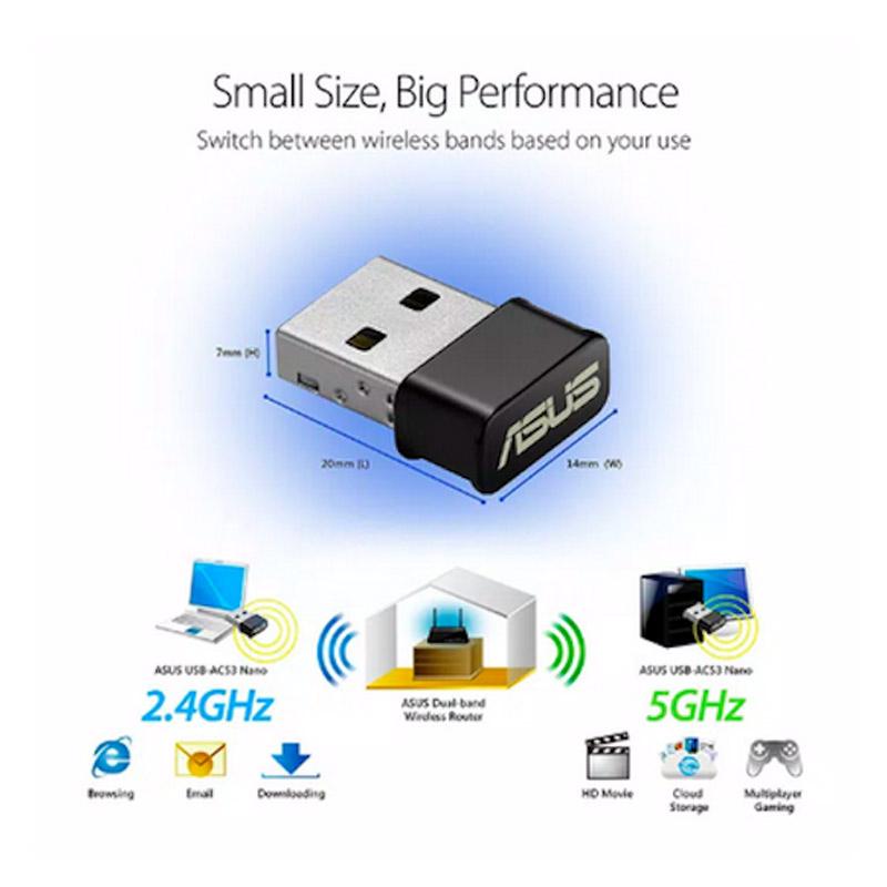 Jual Asus Usb Ac53 Nano Ac1200 Dual Band Usb Wi Fi Adapter Online Desember 2020 Blibli