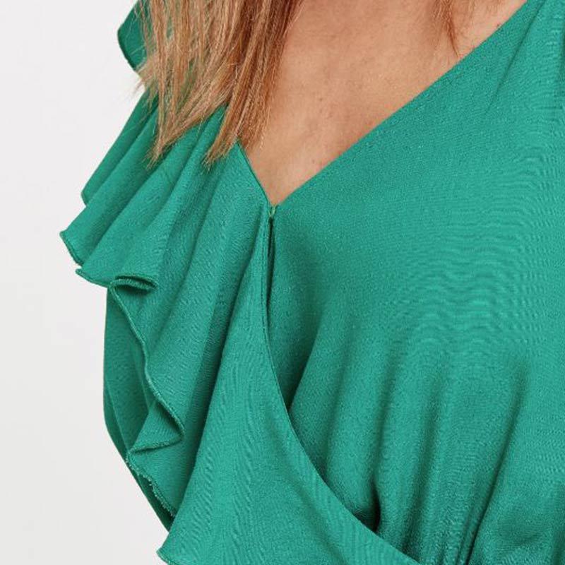 Jual Lc Waikiki Ruffle Detailed Neck Asymmetrical Moroccan Dress Green Tnt 8sl818z8 Online Oktober 2020 Blibli Com