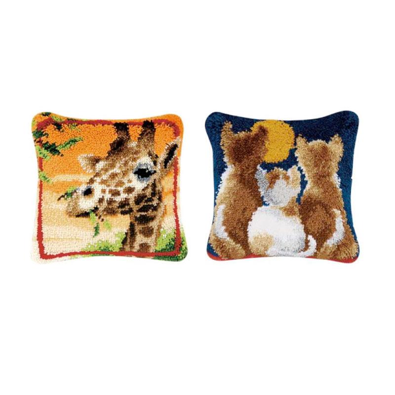 Jual Oem Cats Giraffe Latch Hook Rug Kit Diy Pillowcase Cushion Home Decor 2 Sets Online November 2020 Blibli Com