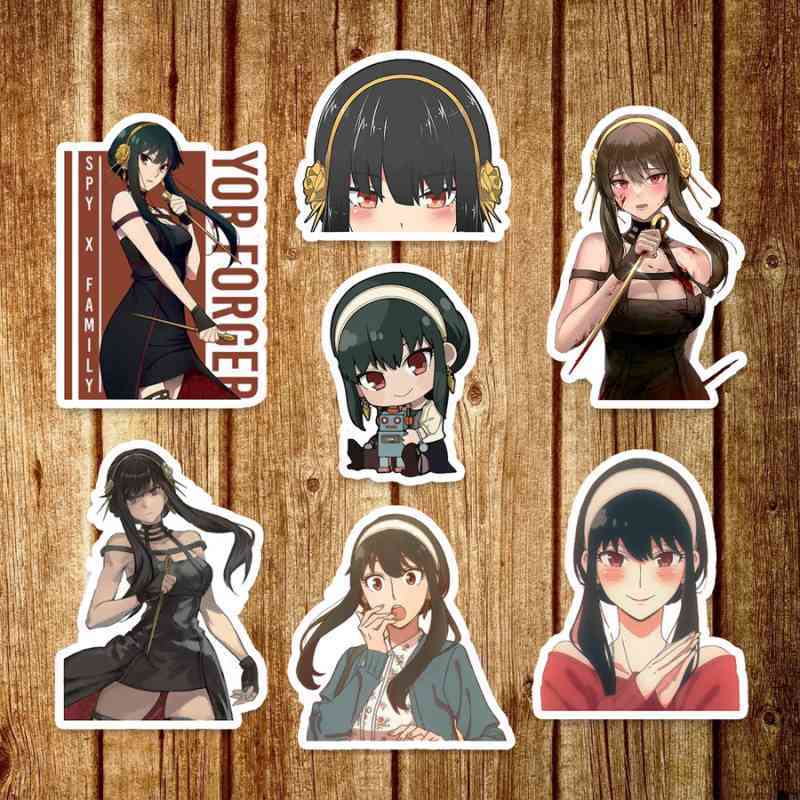 Stiker Pack Yor Forger Spy x Family, 7 Pcs Die Cut Vinyl Antiair dan Antipanas, Ukuran 5-8 cm, Cocok untuk Motor, Koper, dan Buku. Ideal untuk Kolektor