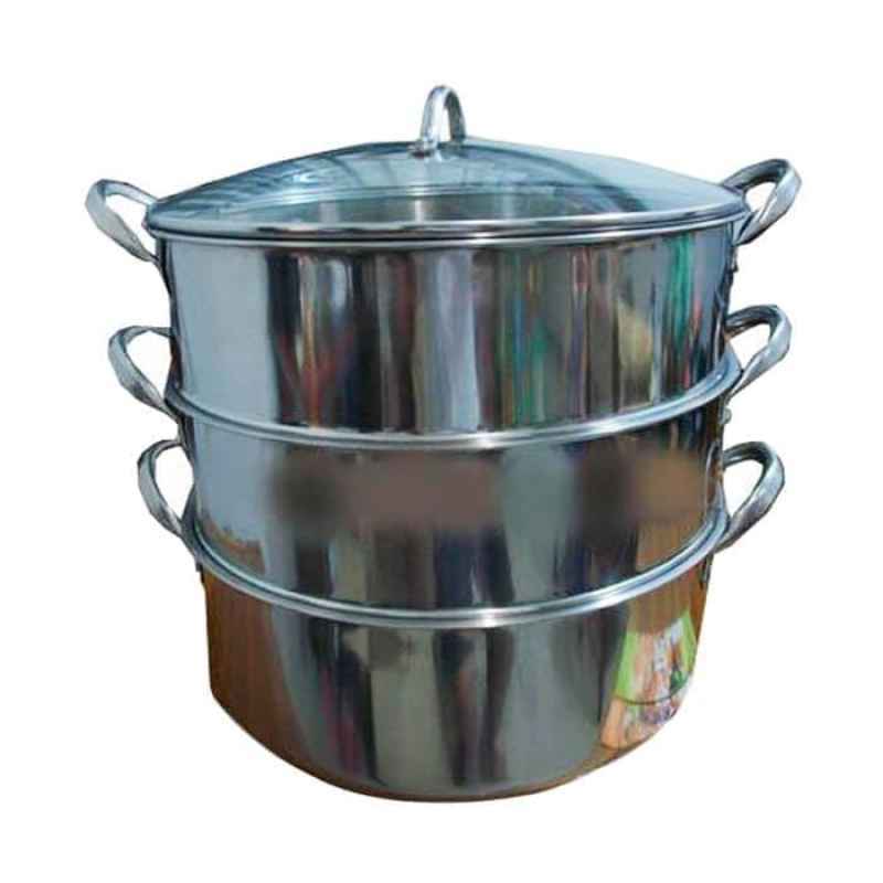 Jual Supra Panci Steamer Susun 3 Tutup Kaca 40 Cm Silver Online September 2020 Blibli Com
