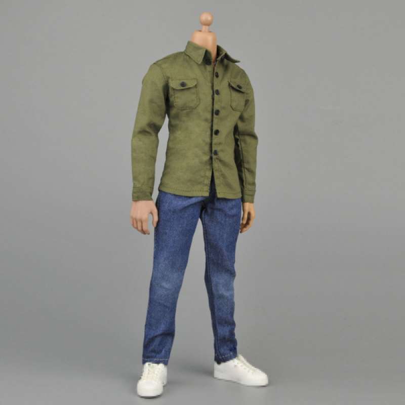 Jual Oem 1 6 Clothes Set For 12 Figure Army Green Long Sleeve Shirt Blue Jeans Belt Online September 2020 Blibli Com
