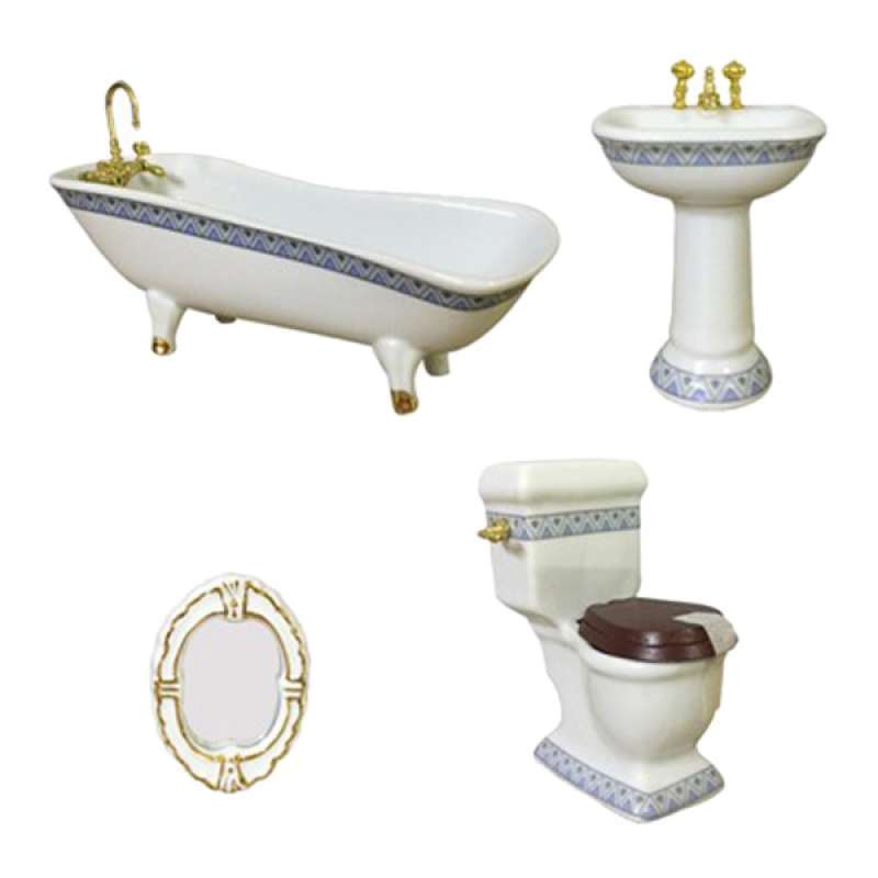 Jual Oem 1 12 Dollhouse Porcelain Bathroom Furniture Set Blue Border Toilet Bathtub Terbaru Juli 2021 Blibli
