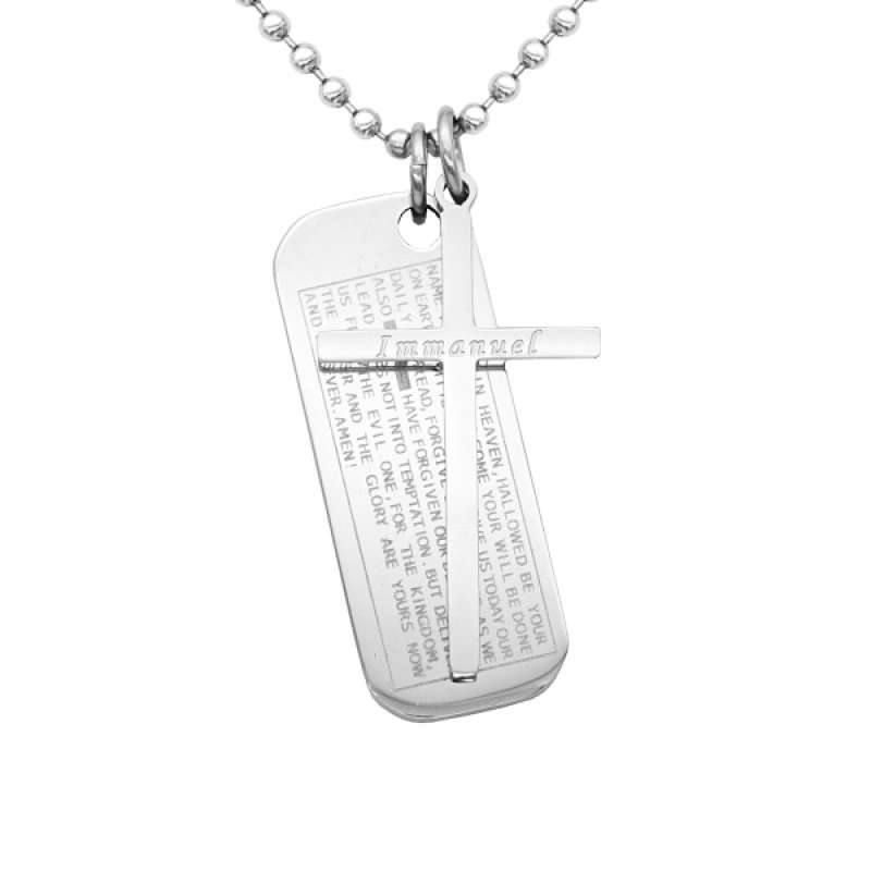 Jual Men's Bible Cross Dog Tag Pendant 