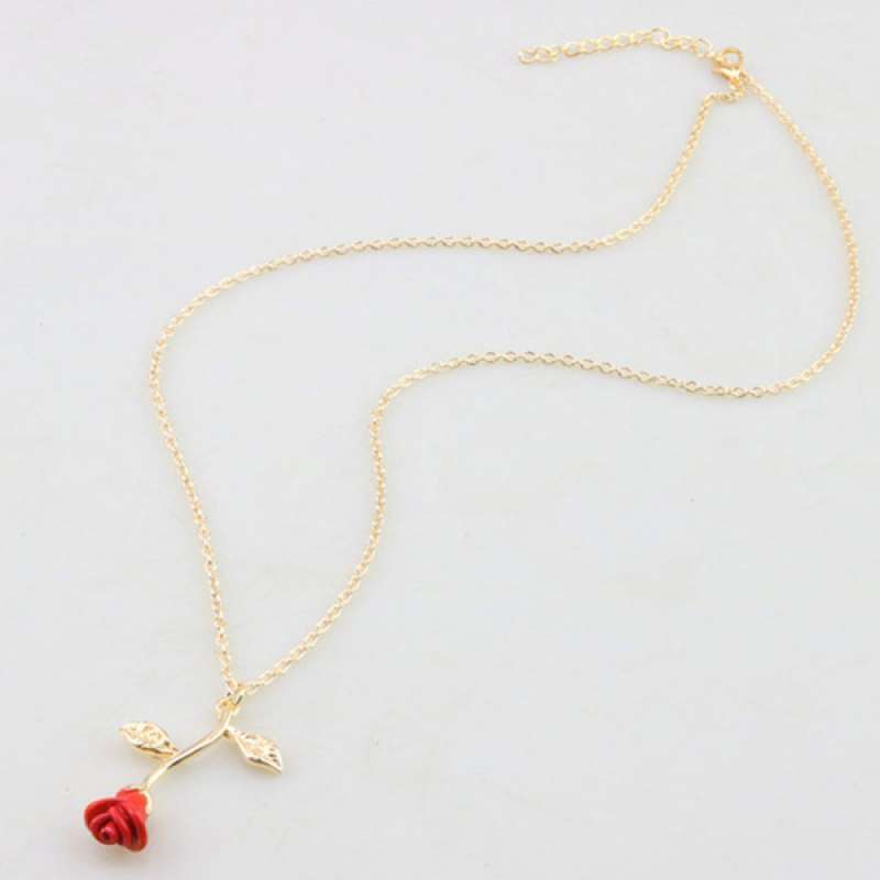 Jual 3D Rose Flower Pendant Necklace 