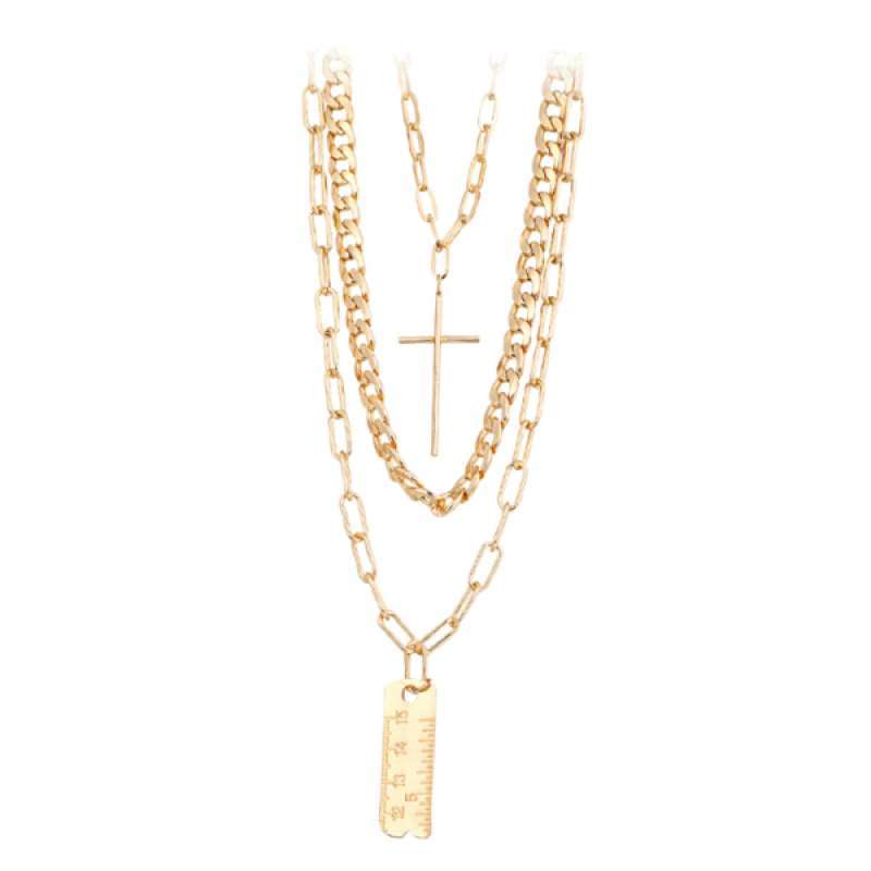 Jual Boho Cross Ruler Pendant Collar 