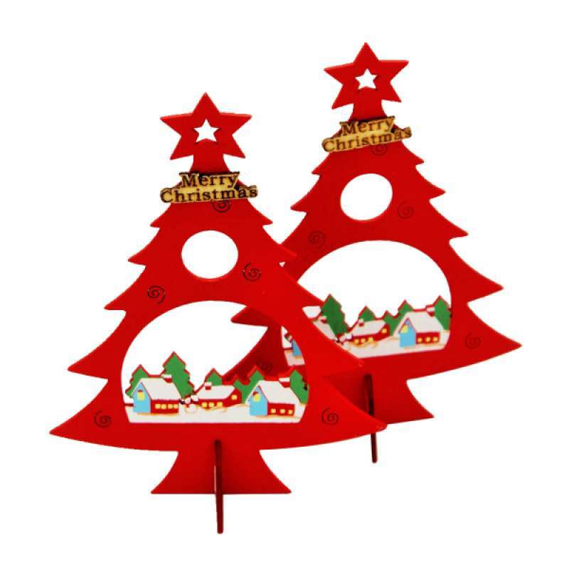 Jual 2 Piece Wooden Christmas Tree Ornaments Stand Table Decoration Home Decoration 170x135mm Red Online Oktober 2020 Blibli Com