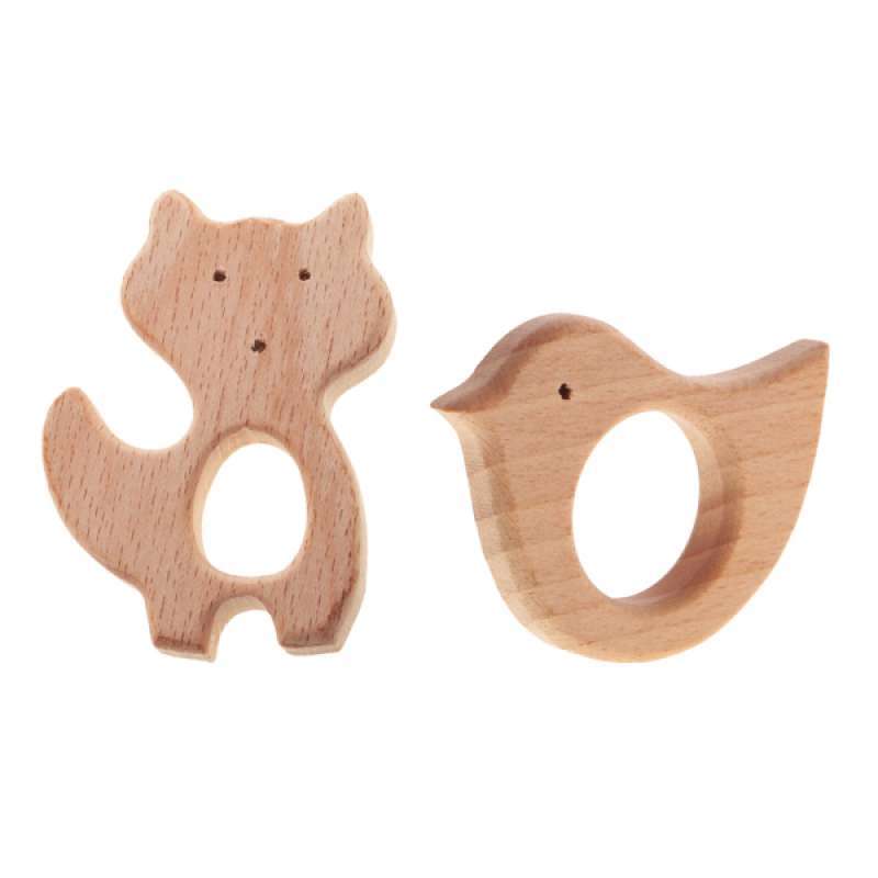 Jual 2pcs Teething Natural Wood Baby Newborn Mom Kids Wooden Teether Toy Online September 2020 Blibli Com