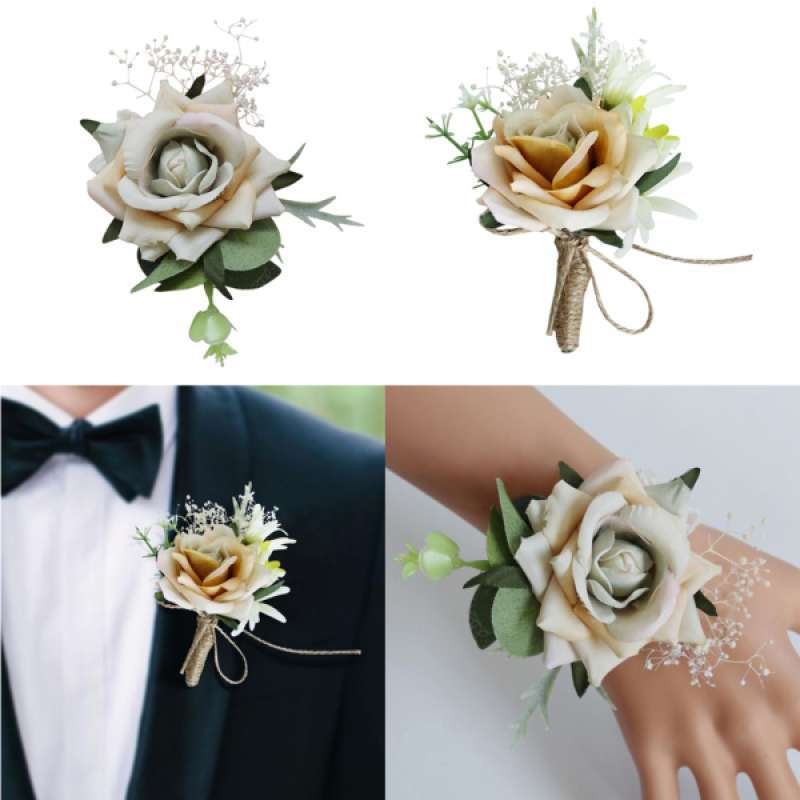 Jual 2pcs Wrist Corsage Brooch Boutonniere Wedding Decor Groom Bride Groomsman Online Oktober 2020 Blibli Com