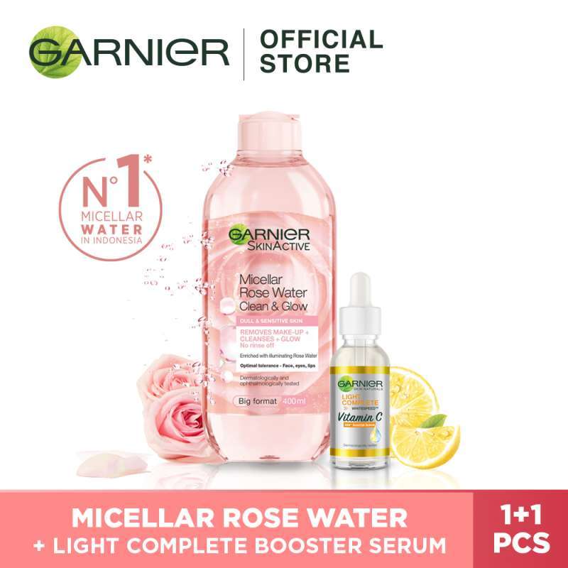 Jual Garnier Micellar Rose Water Cleanse Glow Water 400 Ml Light Complete Vitamin C 30x Booster Serum 30 Ml Murah Mei 2021 Blibli Jual Garnier Micellar Rose Water Cleanse Glow Water 400 Ml Light Complete Vitamin C 30x Booster Serum 30 Ml Murah Mei 2021 Blibli