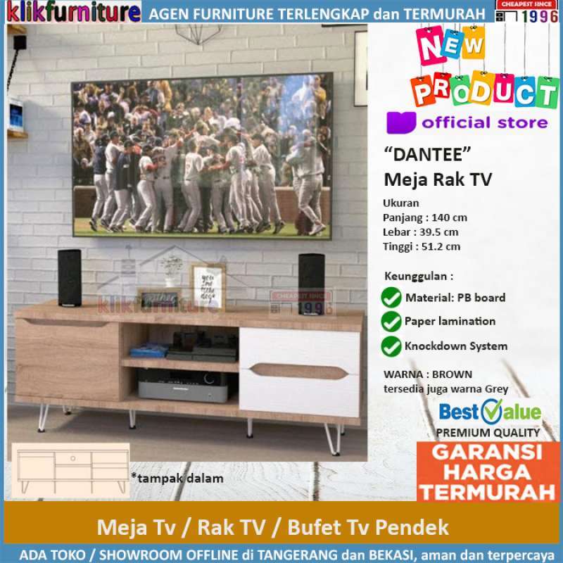 Jual Rak Tv Meja Tv Minimalis Modern 140 Cm Dantee Brown Online April 2021 Blibli