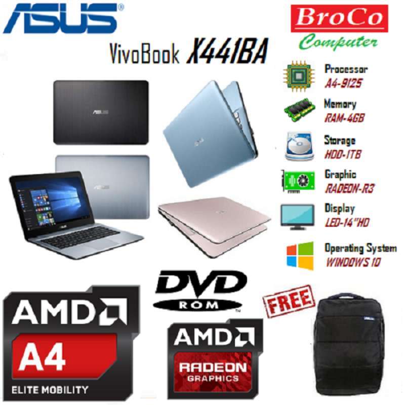 Jual Asus X441ba Amd A4 9125 4gb Ram 1tb Hdd 14hd Dvd Win10 Online November 2020 Blibli Com