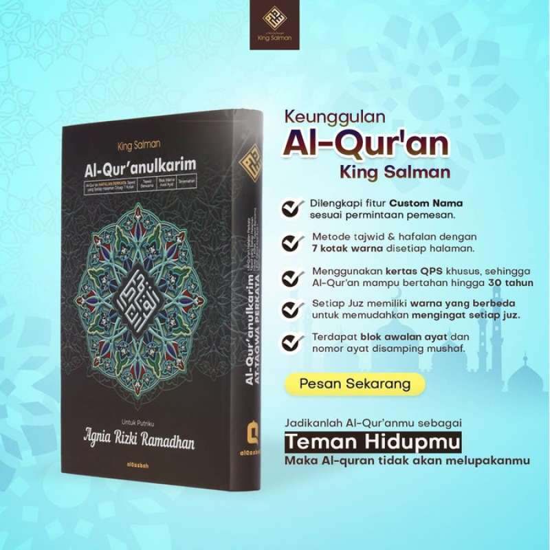Jual Al Quran A4 Hitam Custom Premium King Salman Nama Teks Spesial Pesanan Murah Mei 2021 Blibli