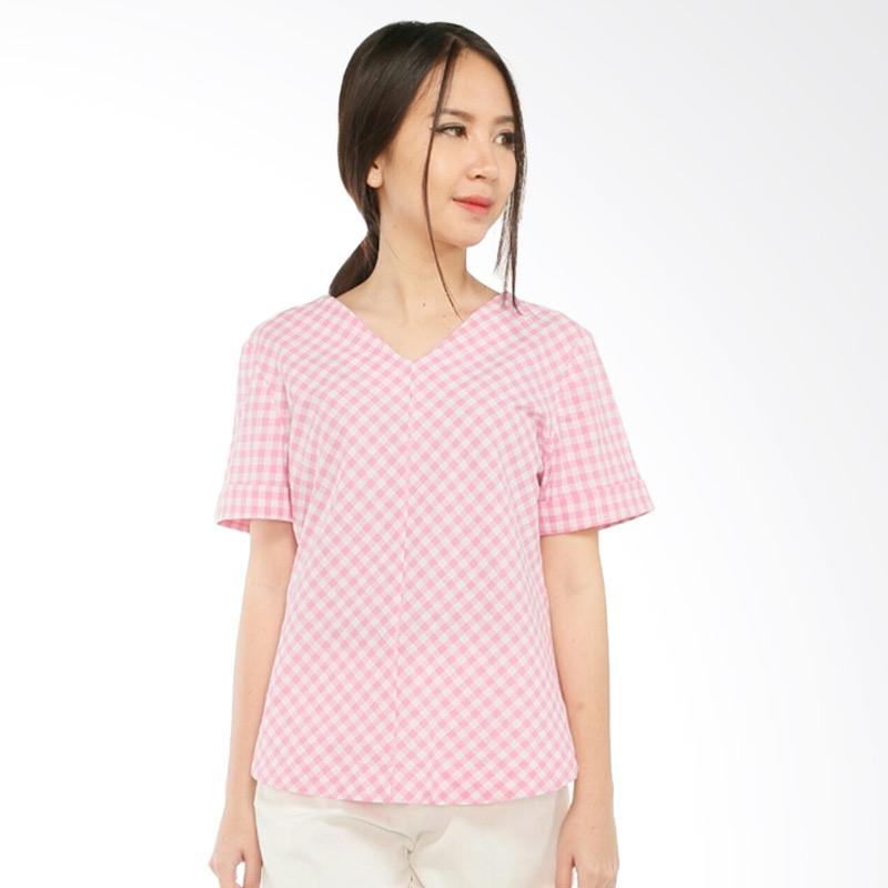 GatsuOne Saaya Checker Blouse - Pink