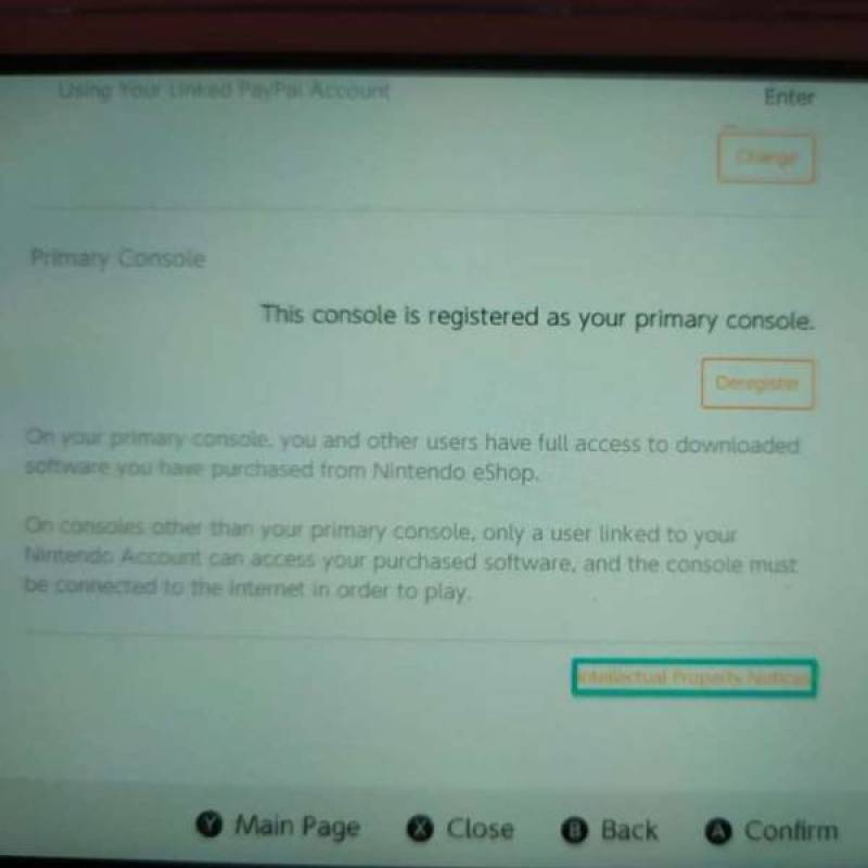 nintendo switch register primary console