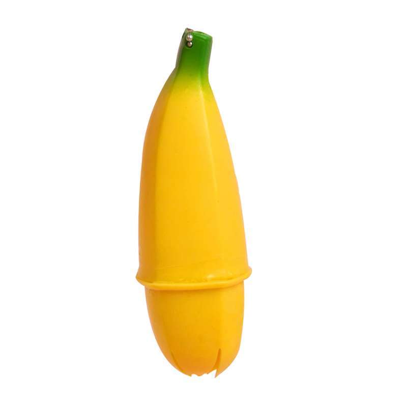 Lanlan 1 Pcs Novelty Squeeze Banana Toy Pop Out Banana Doll with Key Chain Slow Rising Stress Relief Toys Gift 
