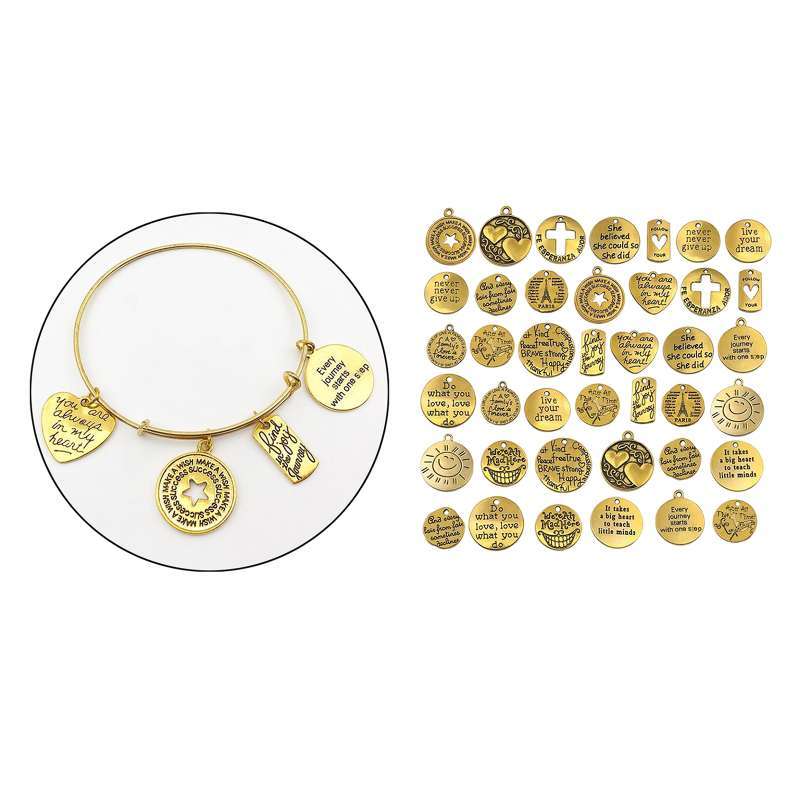 Promo 40x Alloy Pendant Charms Tags DIY 