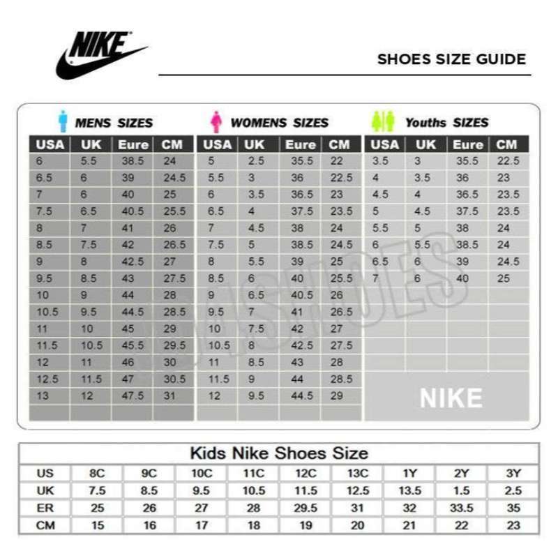 nike men's shoe size guide