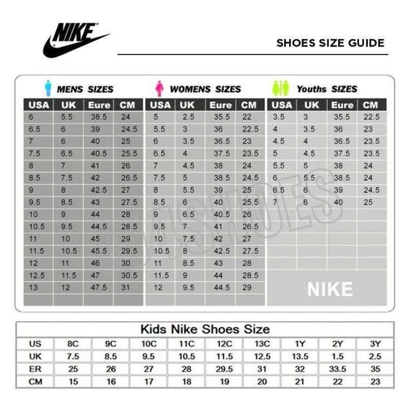 nike womens shoe size guide