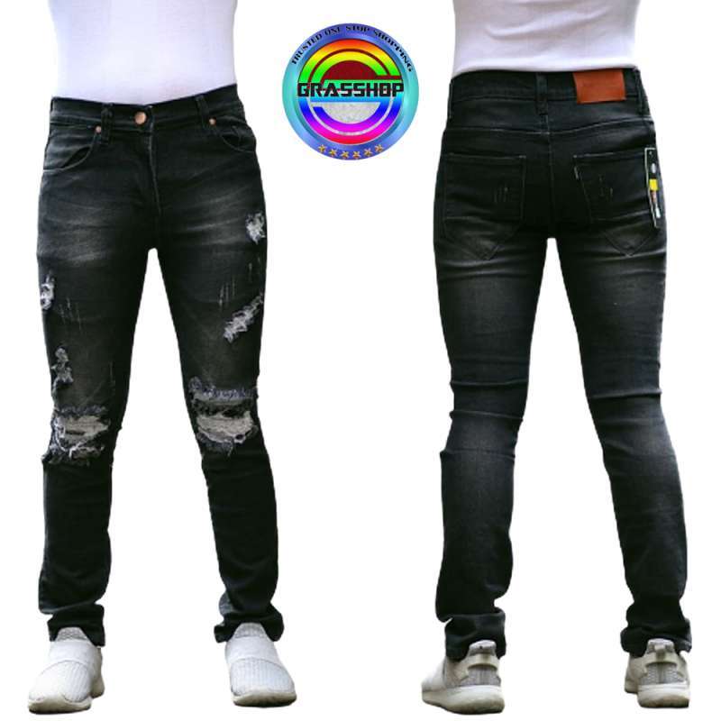 Jual Celana Panjang Soft Jeans Skinny Stretch Sobek lapis Kain Hand Made HM  010 di Seller GrasShop - Kota Bandung, Jawa Barat | Blibli