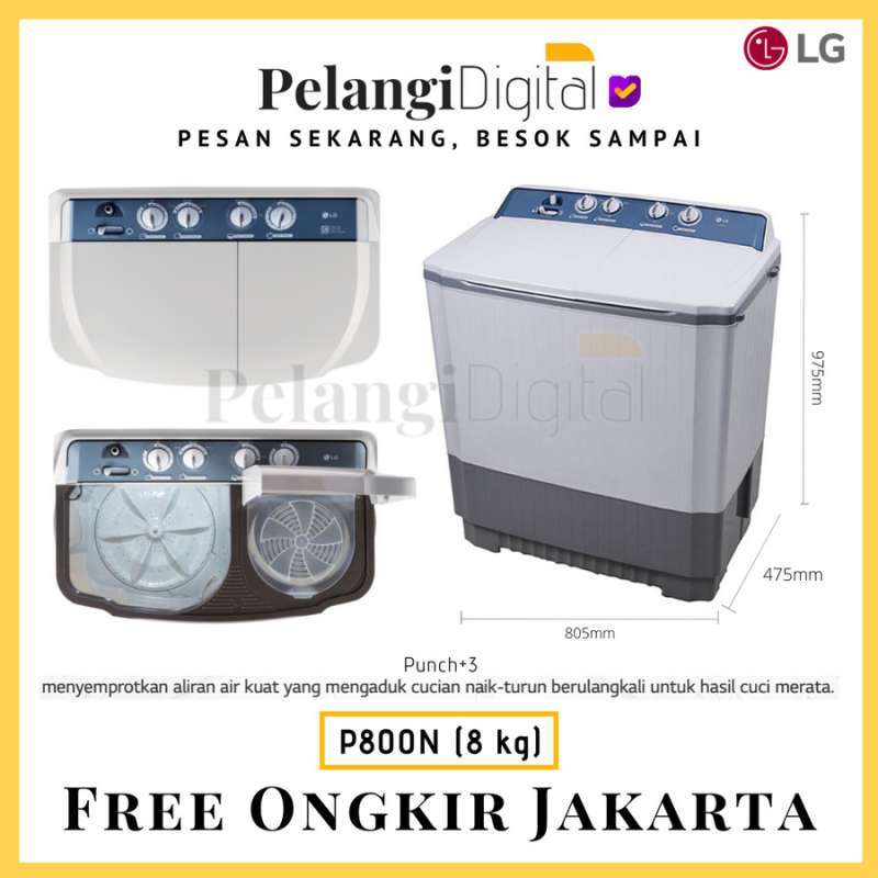 lg p800n mesin cuci 2 dua tabung 8 kg hemat listrik twin tub 8kg