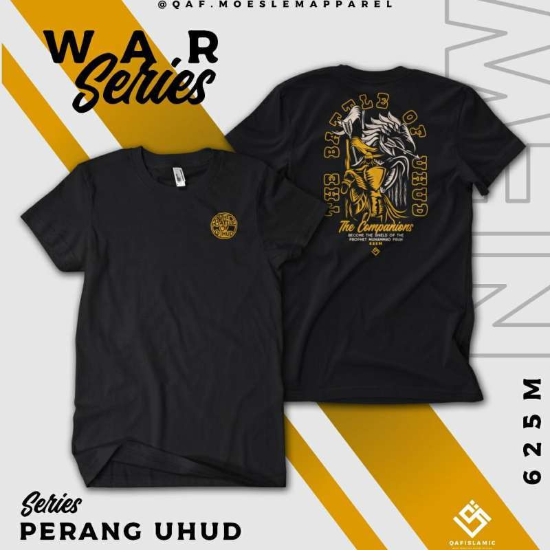 Jual Kaos Dakwah Pria Lengan Pendek Baju Distro Muslim Qaf Moeslem Apparel Desain Perang Uhud Terbaru Juni 2021 Blibli