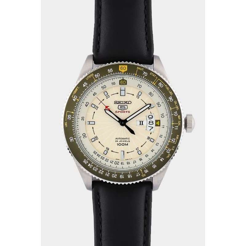 Jual Seiko 5 Sports SRP615K1 Automatic Pilot Leather Strap di