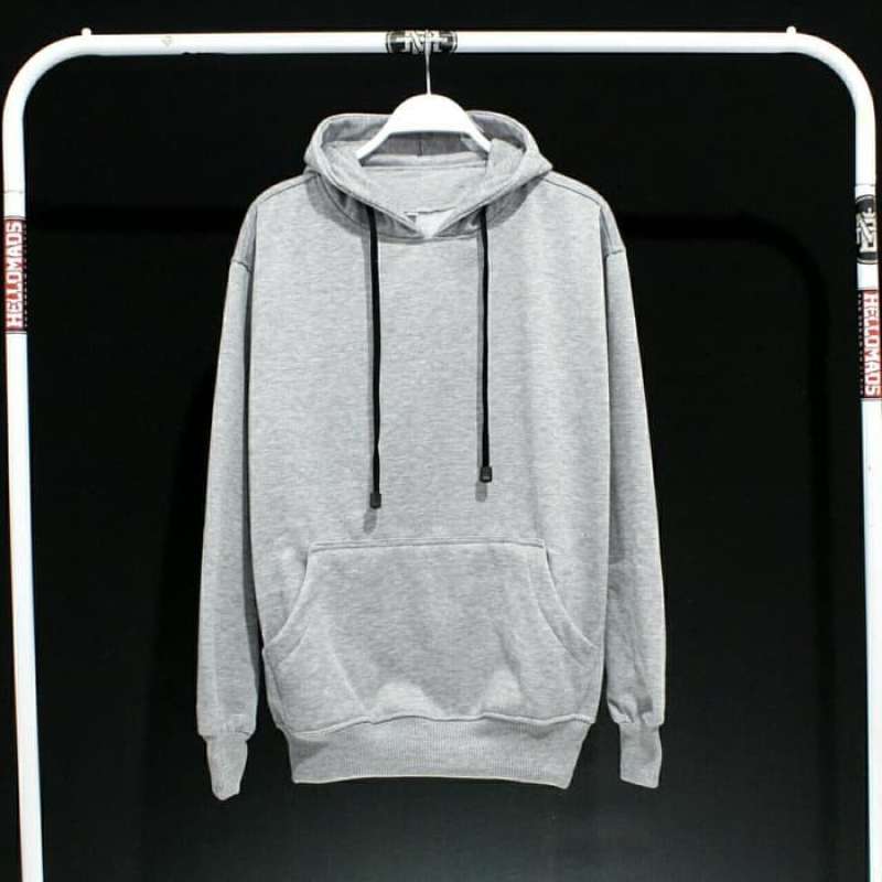 Jaket hoodie abu abu polos shop