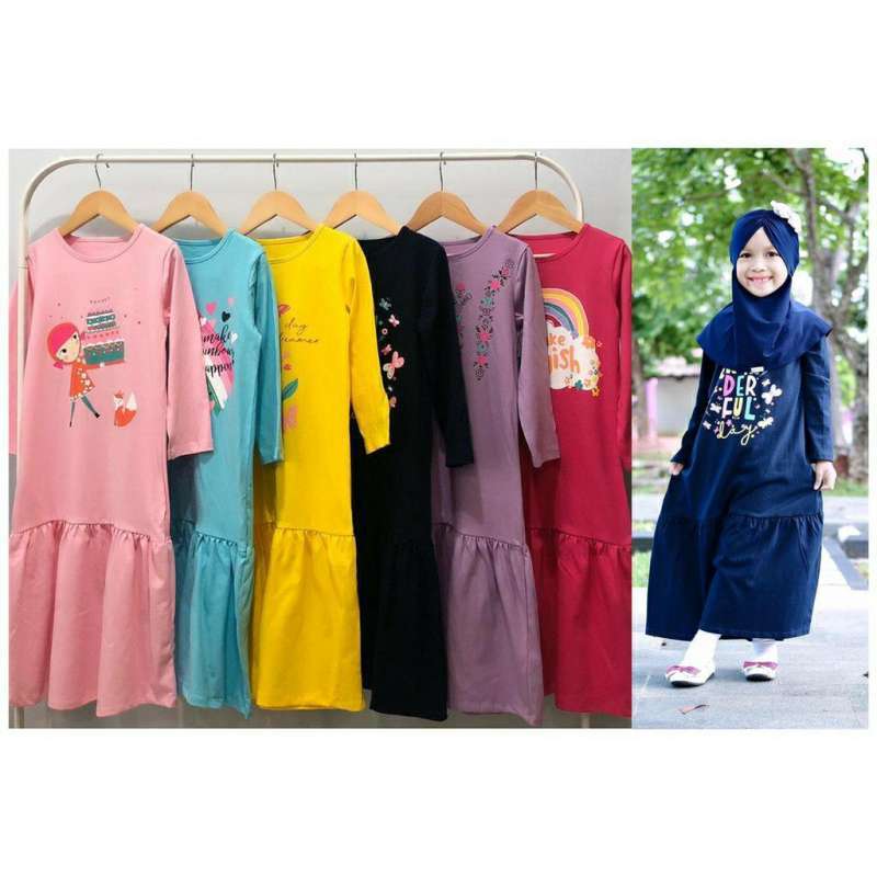 Gamis Anak Kaos Sablon Size 2 8 Tahun Baju Muslim Anak Perempuan Gamis Anak Perempuan Terbaru Agustus 2021 Harga Murah Kualitas Terjamin Blibli