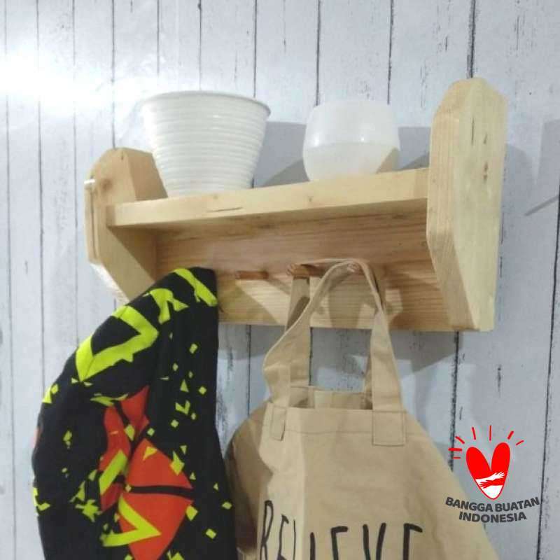 Jual Gantungan Baju Kamar Mandi Uk 38 5x17 5 Cm Gantungan Baju Kayu Dinding Terbaru Juni 2021 Blibli